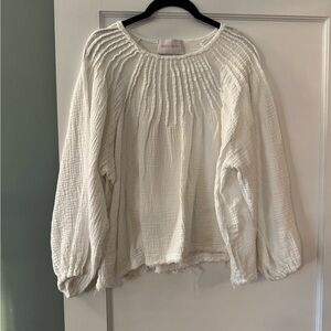 Holiday Gauze White Textured Blouse